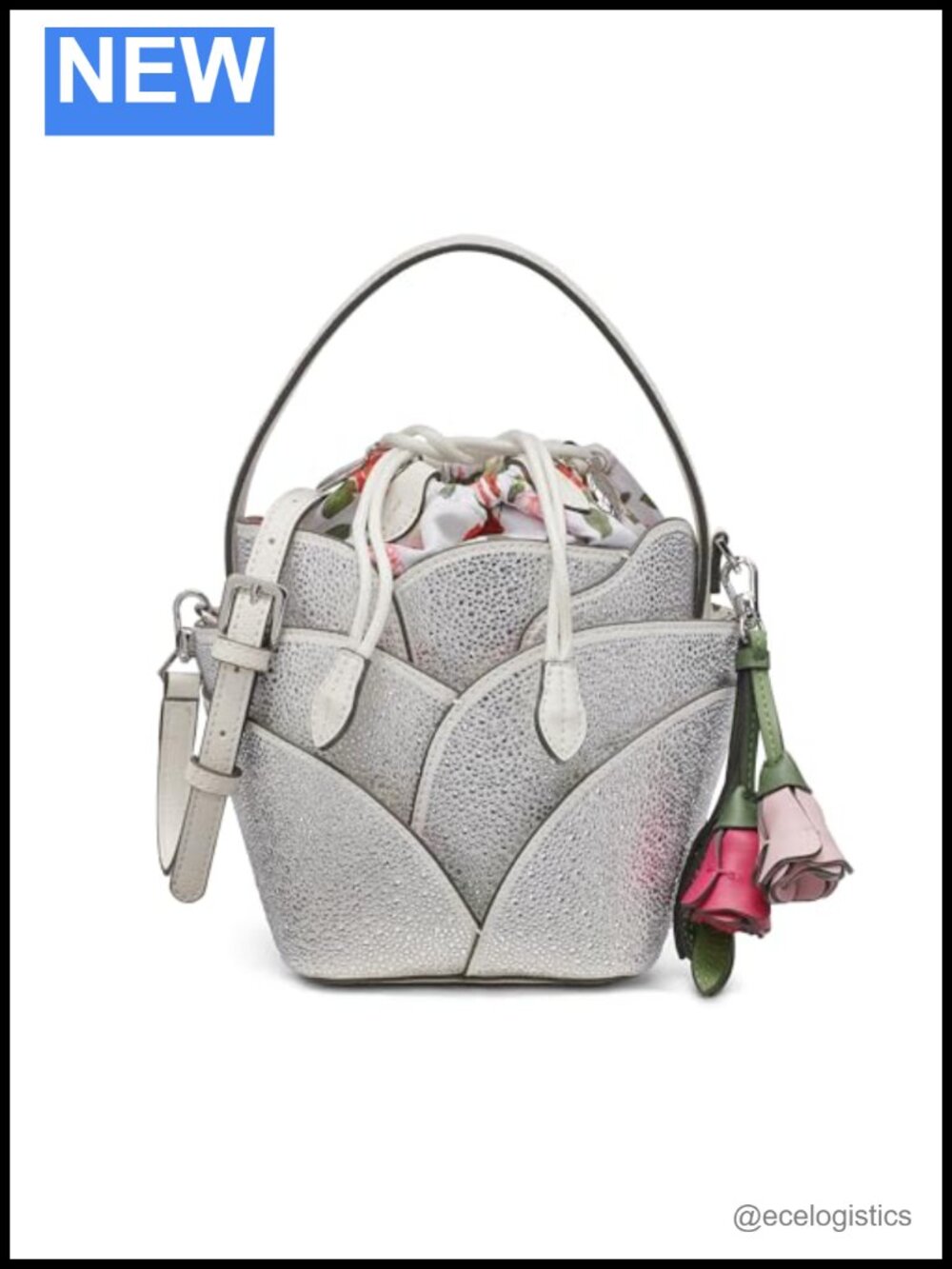 Karl Lagerfeld Ikon Bucket Bag Women's Handbag Top Handle Drawstring Floral